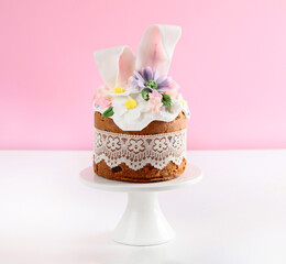 Easter bunny celebration cake. Traditional Easter baking. Easter holiday.