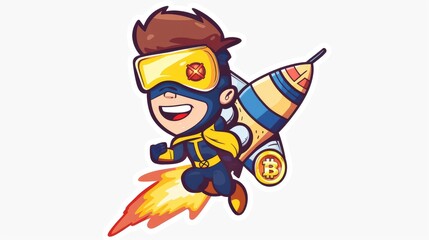 Big head, small body, Cyclops brown hair, with the traditional yellow and blue suit, yellow visor with a red rectangular lens