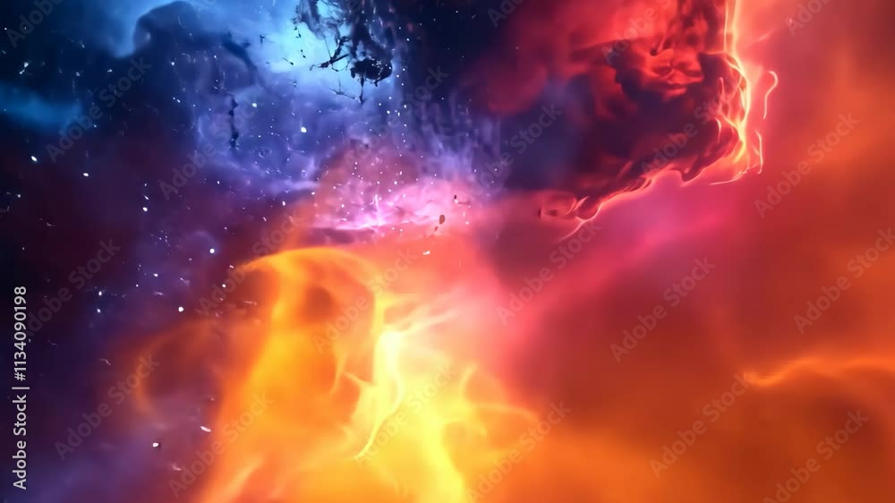 Sticker a vibrant space filled with stars and clouds, creating a captivating and mesmerizing view, a splash 