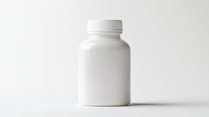 Blank packaging supplement product white plastic bottle isolated on white background with clipping path