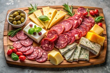 Elevate your appetizer game with this minimalist meat and cheese platter.  Gourmet food styling meets effortless elegance.