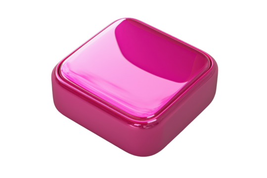 Pink Cube Glowing on PNG Transparent Background