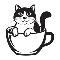 cat with a cup of coffee
