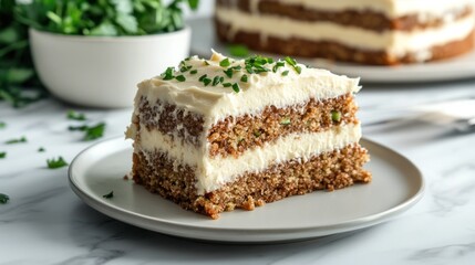 A Slice of Zucchini Cake with Cream Cheese Frosting