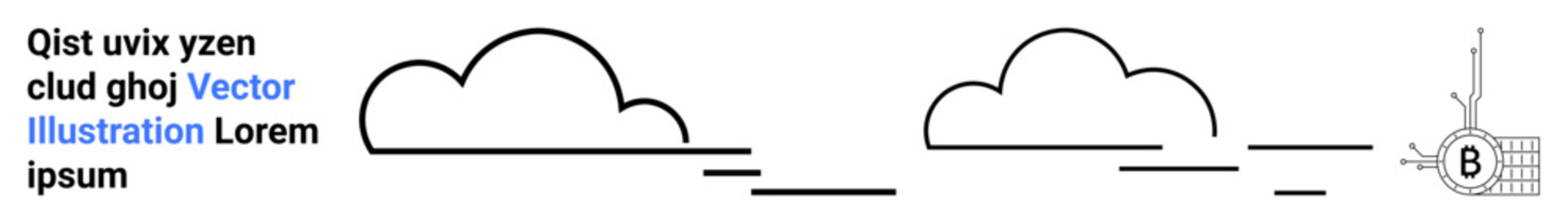 Clouds, horizontal lines, hot air balloon with letter B, and abstract text. Ideal for print, digital design, backgrounds, stationary, educational materials, marketing, websites. Landing page