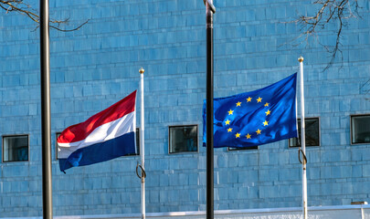 Flag Netherlands European Union flutter wind blue together sun sunny