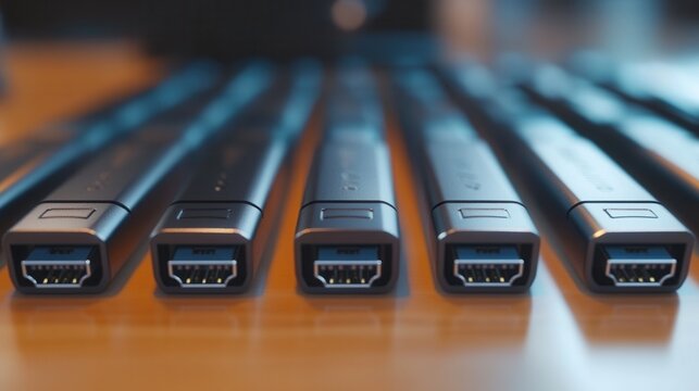 Connecting technology usb ports on devices close-up photography indoor environment modern concept