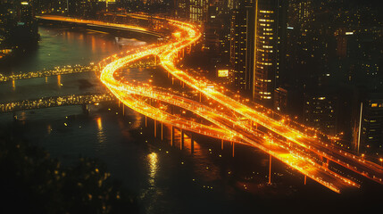 Smart digital Innovation city with connection network reciprocity over the cityscape. of future smart wireless digital city and social media networking systems that connects people with in city