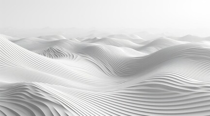 Obraz premium Black and white lines and point, 3D texture relief, undulating mountain range with thin lines