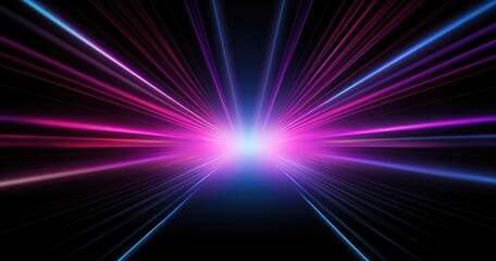 Obraz premium Black background with beautiful neon rays. Vector illustration for graphic design or video cards