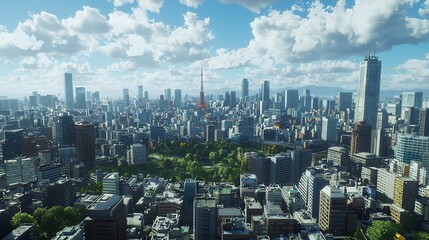 Obraz premium Japan, Tokyo Cityscape Seen from Roppongi Hills