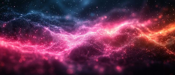 Obraz premium Galactic Night Sky - Neon Starbursts and Auroras