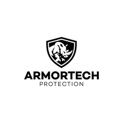 Armor Sheild Rhino Logo Design Vector Stock