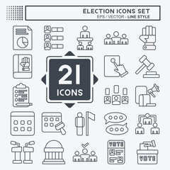 Icon Set Election. related to Education symbol. line style. simple design editable