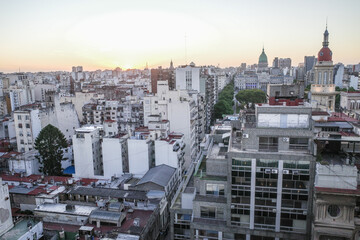 Buenos Aires, Argentina - 22 Nov, 2024: Aerial views of Plaza Congreso and the city of Buenos Aires...