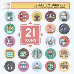 Icon Set Election. related to Education symbol. color mate style. simple design editable