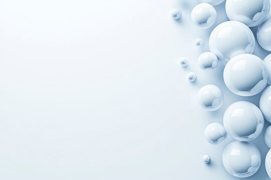 A collection of glossy white spheres on a light background, creating a clean, modern aesthetic.