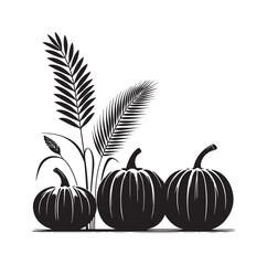group of pumpkins silhouettes vector illustration