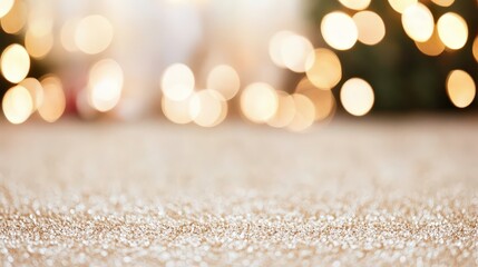 A softly blurred background featuring warm, glowing lights and a textured surface, evoking a cozy, festive atmosphere.
