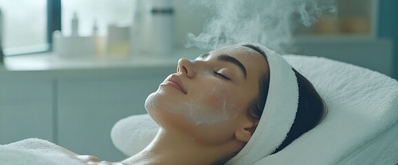 A woman relaxing during a facial treatment in a serene spa environment.