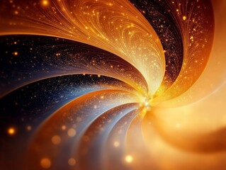 An abstract swirl of warm colors and luminous particles creates a mesmerizing visual effect, evoking feelings of wonder and creativity.