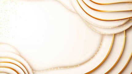 Elegant white and gold abstract background with copy space.