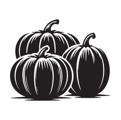 group of pumpkins silhouettes vector illustration