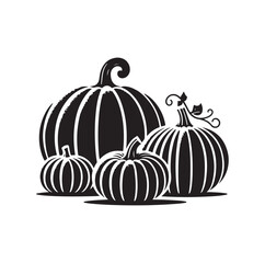 group of pumpkins silhouettes vector illustration