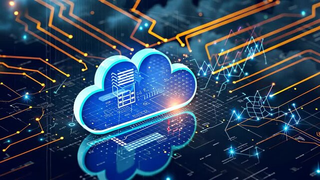 Cloud With Server on Top, A visual representation of the encryption process in cloud storage