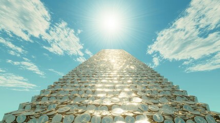 Golden Path to Prosperity: Majestic Coin Staircase to Infinite Wealth