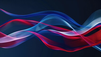 Naklejka premium blue, red and white abstract waves for dark background