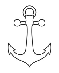 Anchor outline isolated on white background. Vintage sea anchor. Vector illustration