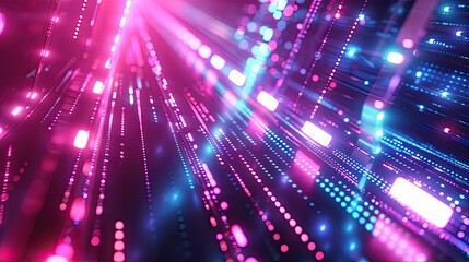 Abstract neon light streams in vibrant shades of pink and blue, perfect for futuristic digital designs.