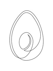 Halve avocado line isolated on white background. Simple silhouette of fruit. Hand drawn outline of avocado. Vector illustration