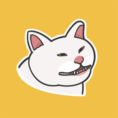 Smiling Cat Meme Sticker T-shirt Vector Cute Illustration
