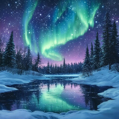 Fototapeta premium Fantastic art in the winter night sky