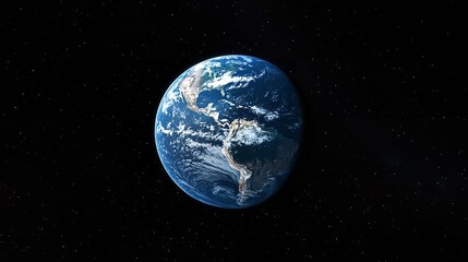 A realistic portrayal of Earth from space, illuminated by city lights and natural phenomena. The dark side of the planet contrasts with the bright patches of light, showcasing human habitation and the