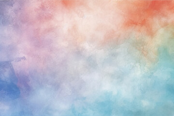 Obraz premium Watercolor background featuring soft, pastel colors blending together seamlessly, watercolor, background, Dreamy art piece depicts abstract waves blending warm oranges with cool purples, symbolizing c