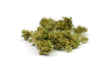 Isolated marijuana flower on white background