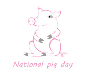 National Pig Day. March 1. Vector illustration.