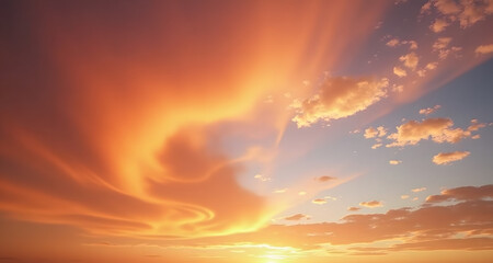 Fototapeta premium Vivid sunset sky with colorful clouds, Generative AI