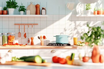 Cooking preparation scene modern kitchen food photography bright environment close-up view culinary concept for home cooking tips