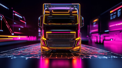 Obraz premium Enhancing supply chain resilience trucking logistics risk management in a futuristic digital environment