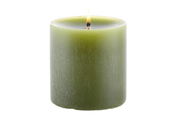 Green Candle Burns Brightly Isolated on PNG Transparent Background