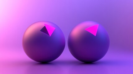 Two Purple Spheres with Pink Triangles