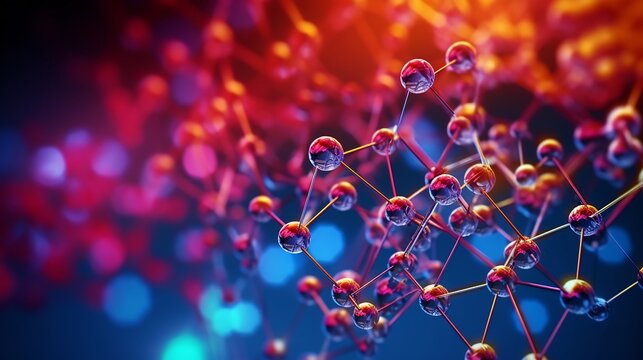 Molecular Dynamics Representing Advancements in Nanotechnology   Abstract digital of microscopic molecular structures depicting the progress and innovation in the field of nanoscience and engineering