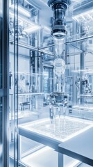 Obraz premium High-tech lab; glass equipment; futuristic design.