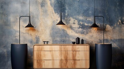Dark blue Podium in abstract cream room composition for product presentation 