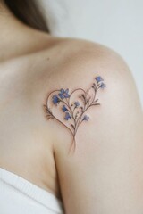 Delicate floral heart tattoo. AI.