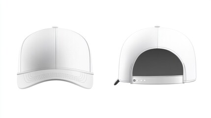White Baseball Cap Mockup: Front and Back View